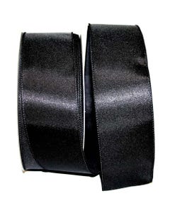Black Satin 50 Yard Wired Edge Ribbon Roll 2 1/2" Wide Ribbon
