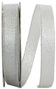 Glittered Silver 5/8 inch x 25 yards Christmas Ribbon