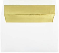 A9 Foil Lined Invitation Envelopes (5 3/4 x 8 3/4) - White with Gold Foil
