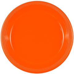 Orange Medium Plastic Plates (9 Inch) - 20 Pack