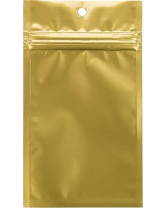 3 x 4 1/2 Hanging Zipper Barrier Bag (Pack of 100) - Gold Metallic