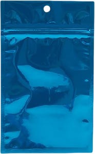 Blue Metallic Hanging Zipper Barrier Bags (3 5/8 x 5) - 100 Pack