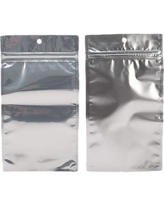 4 x 6 1/2 Hanging Zipper Barrier Bag (Pack of 100) - Silver Metallic