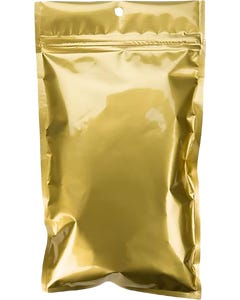 5 x 8 3/16 Hanging Zipper Barrier Bag (Pack of 100) - Gold Metallic