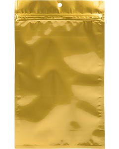 6 x 9 1/4 Hanging Zipper Barrier Bag (Pack of 100) - Gold Metallic
