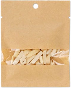 3 x 4 Compostable Heat Seal Bag with Window - Brown Kraft - Pack of 100