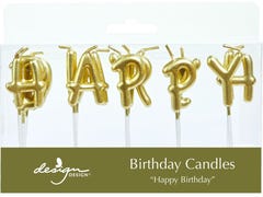 Birthday Letters Gold Candles - 13 Pack