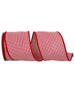 Red/White Houndstooth 4 Inch x 10 Yards Ribbon