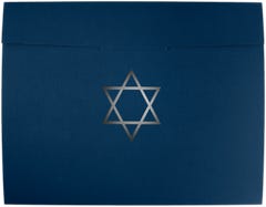 9 1/2 x 12 Star of David Certificate Holder - Nautical Blue Linen with Silver Foil