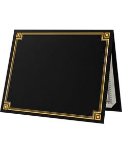 9 1/2 x 12 Certificate Holder - Black Linen with Gold Foil Border