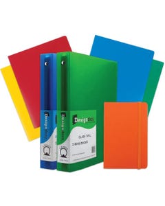 School Supplies Kit with Assorted Colored Folders, Binders and Journal