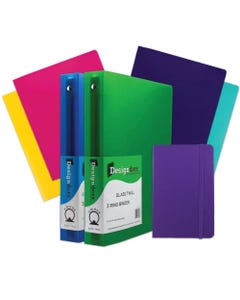 Assorted Heavy Duty Colored Folders, Binders and Jorunal Pack