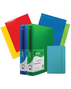 Assorted School Pack with Glossy Folders, 1 1/2 Inch Binders and Journal