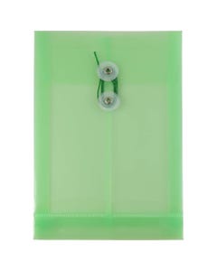 Green 6 1/4 x 9 1/4 Open End Button String Plastic Envelope