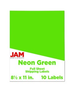 Neon Green 8 1/2 x 11 Full Page Labels 10 labels per Pack