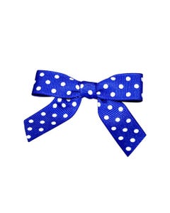 Royal Blue with White Polka Dots 5/8 inch x 100 pieces Twist Tie Bows