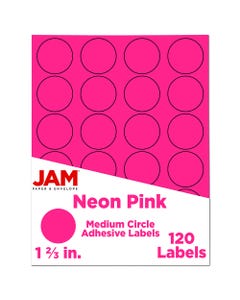 Neon Pink 1 2/3 inch Circle 120 labels per Pack