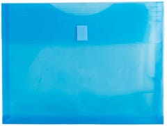Blue Hook and Loop Closure Plastic Envelope - Booklet 11 5/8 x 9 5/8 with 1" Expansion