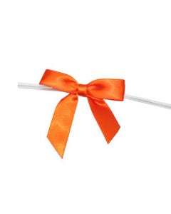 Orange Satin 5/8 Inch x 100 Pieces Twist Tie Bows