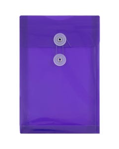Purple 6 1/4 x 9 1/4 Open End Button String Plastic Envelope