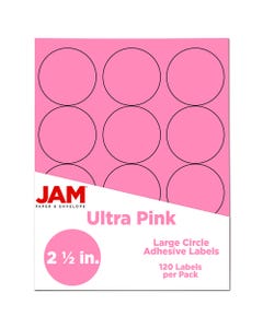 Ultra Pink 2 1/2 inch Circle 120 labels per Pack