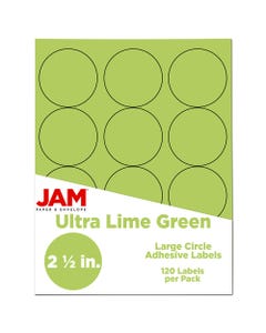 Ultra Lime Green 2 1/2 inch Circle 120 labels per Pack