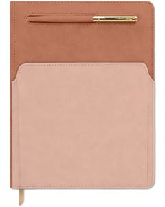 Two-Toned 7 x 10 Vegan Leather Planner w/Pen & Pocket - Terracotta/Blush