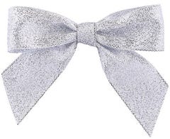 Silver Shimmer Twist Tie Bows - 7/8 Inch - 100 Pack