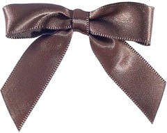 Brown Satin 5/8 Inch Twist Tie Bows - 100 Pack
