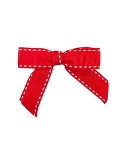 Red & White Stitch 5/8 inch x 100 pieces Twist Tie Bows