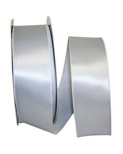 Silver Satin 50 Yard Wired Edge Ribbon Roll 2 1/2" Wide Ribbon