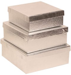 Silver Square Nesting Gift Box Set - Includes 3 Boxes