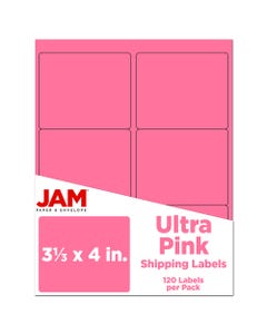 Pink 3 1/3 x 4 Labels 120 labels per Pack