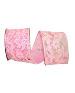 Pink Colored Lace 2 1/2 inch x 10 yards Ribbon