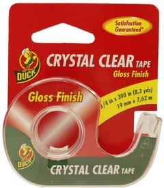 Crystal Clear Duck Tape with Dispenser, Gloss Finish - 3/4 x 300