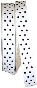 White with Polka Dots 7/8 Inch x 50 Yards Grosgrain Ribbon