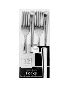Metallic Silver Forks 32 Pack