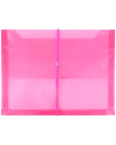 9 3/4 x 13 w/2 5/8 Expansion Booklet Plastic Envelope w/Elastic - Fuchsia Pink
