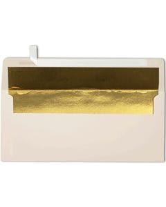 #10 Foil Lined Square Flap Envelope (4 1/8 x 9 1/2) w/Peel & Seal - Natural w/Gold Foil Lining