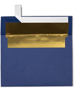 A7 Invitation Envelopes (5 1/4 x 7 1/4) with Peel & Seal - Navy with Gold Foil