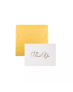 Gold Script Thank You Cards & Gold Metallic Envelopes