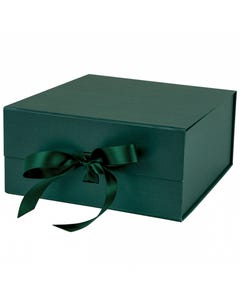 8 x 8 x 4 Collapsible Magnetic Gift Box w/Satin Ribbon - Green