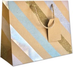 Party Stripe Kraft Gift Bag - Large - 12.5 x 10 x 5