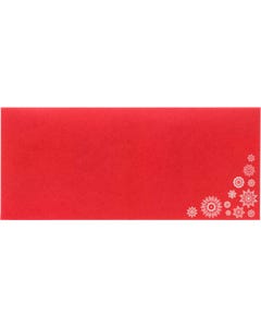 #10 Square Flap (4 1/8 x 9 1/2) w/Peel & Seal - Red w/Snowflakes