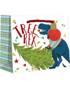 Medium Gift Bag (10 x 8 x 4) - Christmas Dinosaur