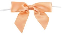 Peach Pink Satin 7/8 Inch Twist Tie Bows - 100 Pack