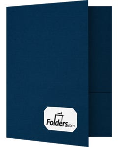 9 x 12 Presentation Folder with Front Cover Lower Right Card Slits - Nautical Blue Linen