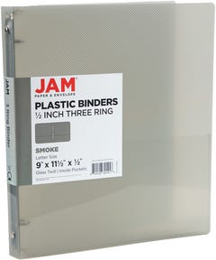 Smoke Gray Plastic 3-Ring Binder - 0.5 Inch