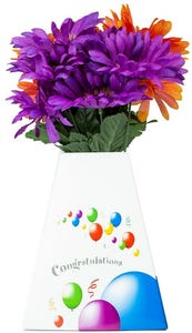 Congratulations White Paper Pop Flower Up Vases - 3 Pack