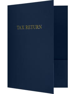 "Tax Return" Nautical Blue Linen 9 x 12 Presentation Folder